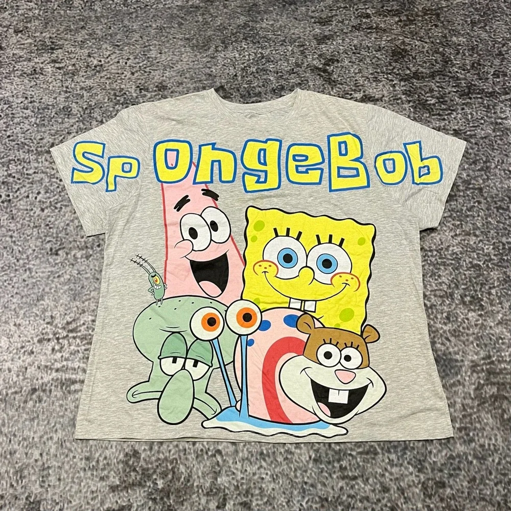 Spongebob Nickelodeon T‎ Shirt Mens Large Gray Patrick Star Squidward Graphic